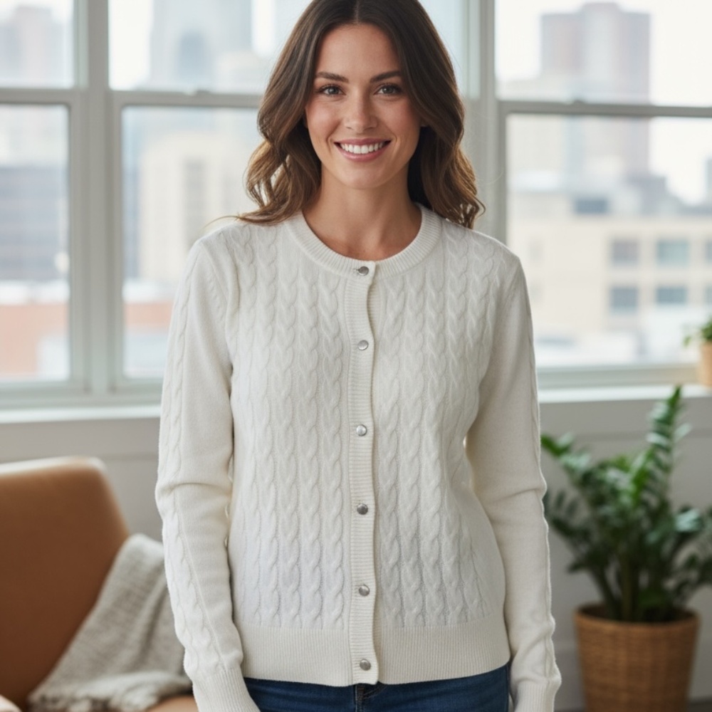 Liz Claiborne Collection Women’s Cable-Knit Sweater Cardigan - XL